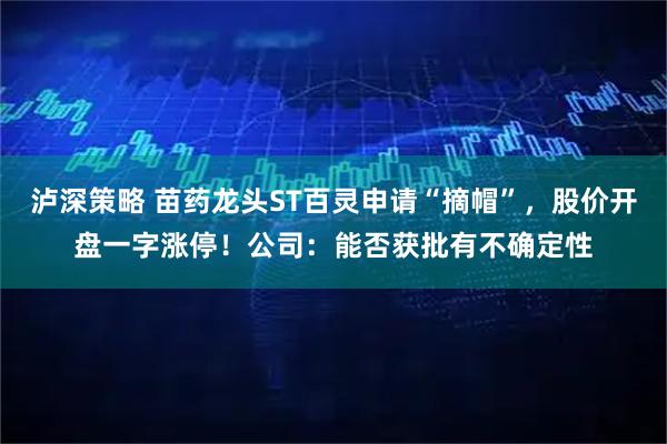 泸深策略 苗药龙头ST百灵申请“摘帽”，股价开盘一字涨停！公司：能否获批有不确定性