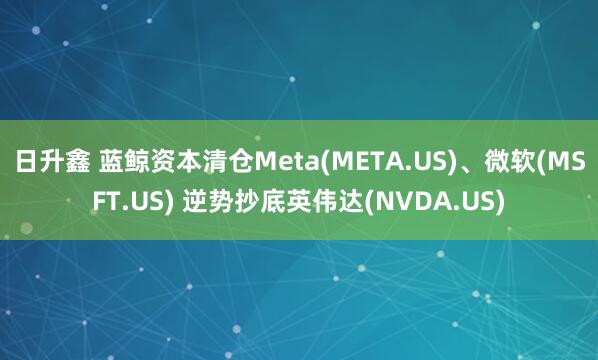 日升鑫 蓝鲸资本清仓Meta(META.US)、微软(MSFT.US) 逆势抄底英伟达(NVDA.US)